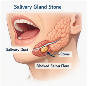 salivary gland stones anatomy blocking saliva duct under jaw